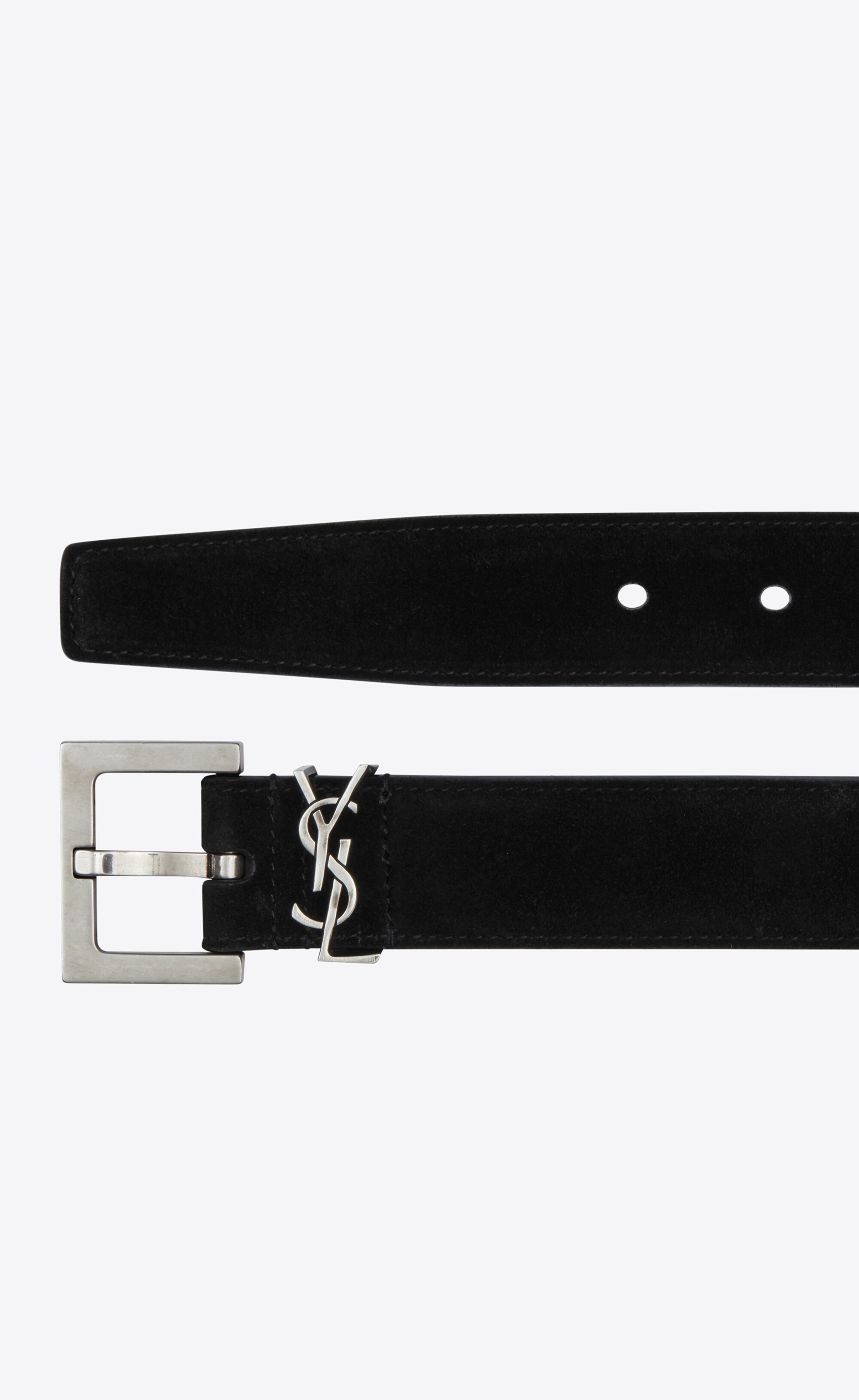 monogram belt with square buckle in suede - 2