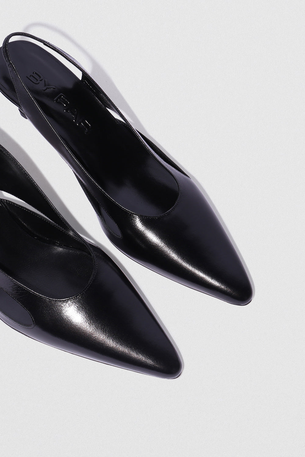 Runa Black Creased Calf Leather Slingback Pump - 3