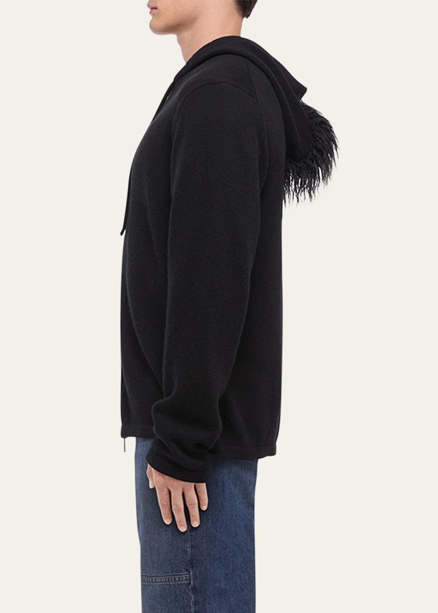 Helmut Lang Men s Wool Cashmere Mohawk Zip Hoodie bergdorfgoodman REVERSIBLE