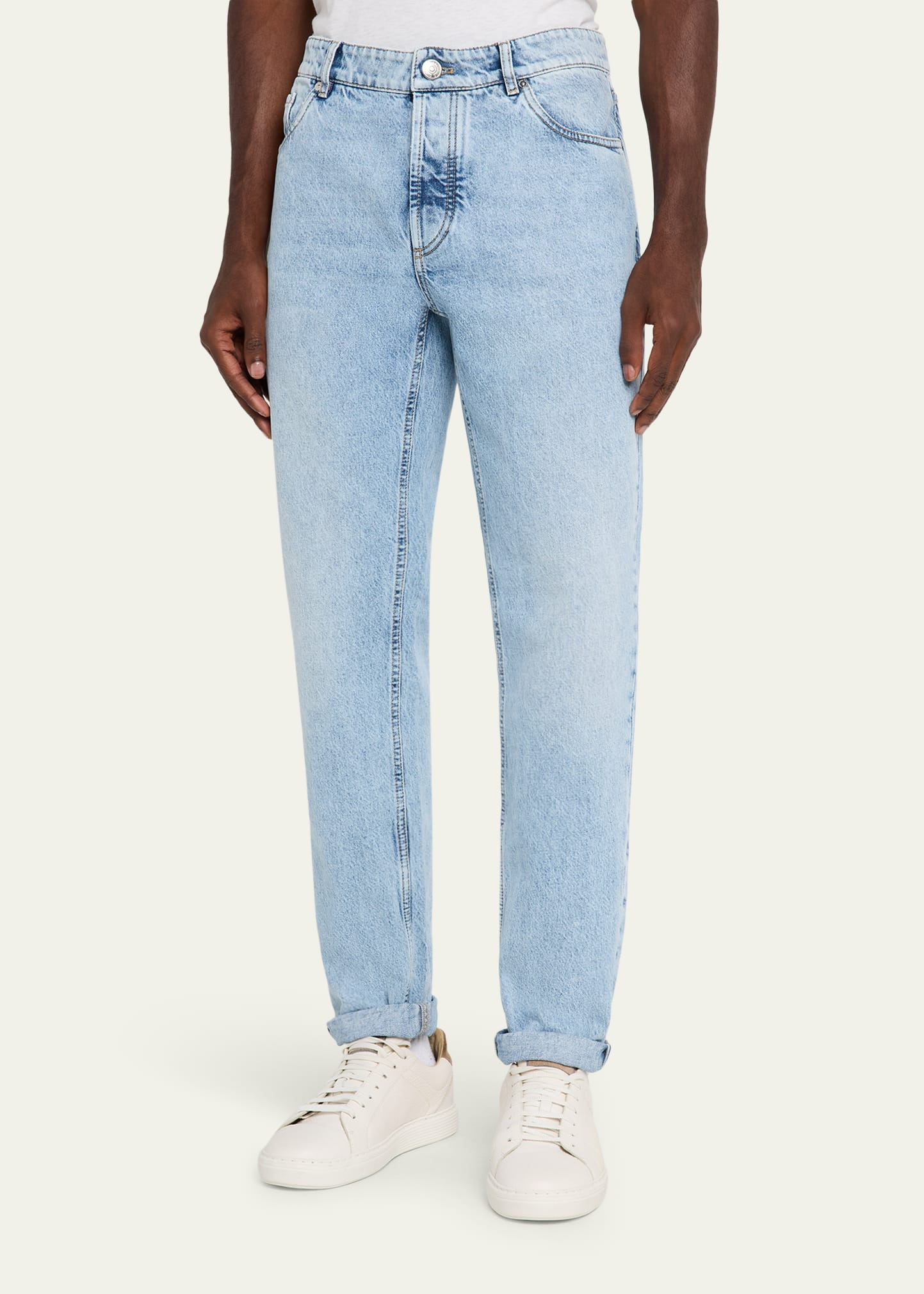 Men's Slim Light-Wash Denim Jeans - 4
