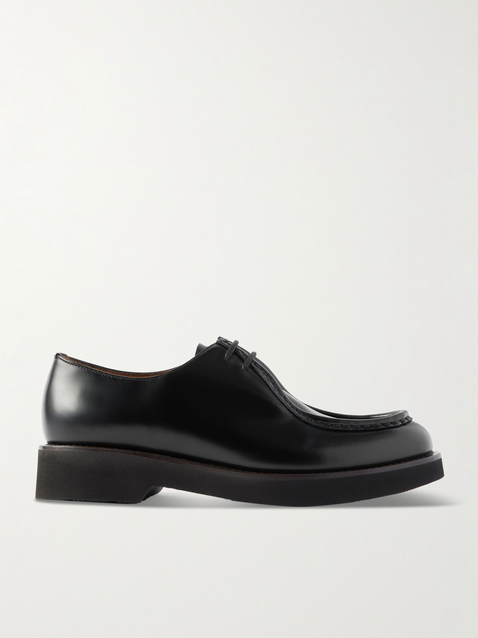 Nelly glossed-leather Derby shoes Black - 1