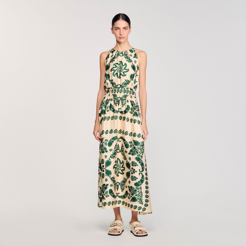 Sandro LEAF PRINT MAXI DRESS outlook