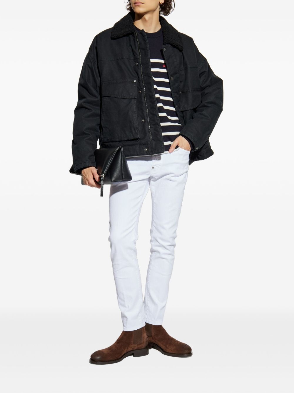 logo-detail striped sweater - 2