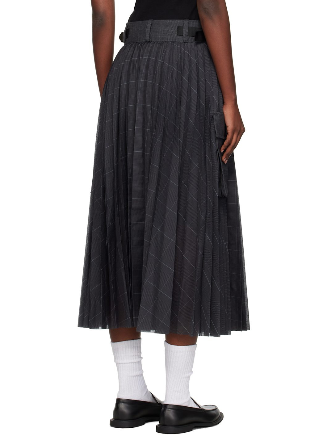 Gray Glen Check Midi Skirt - 3