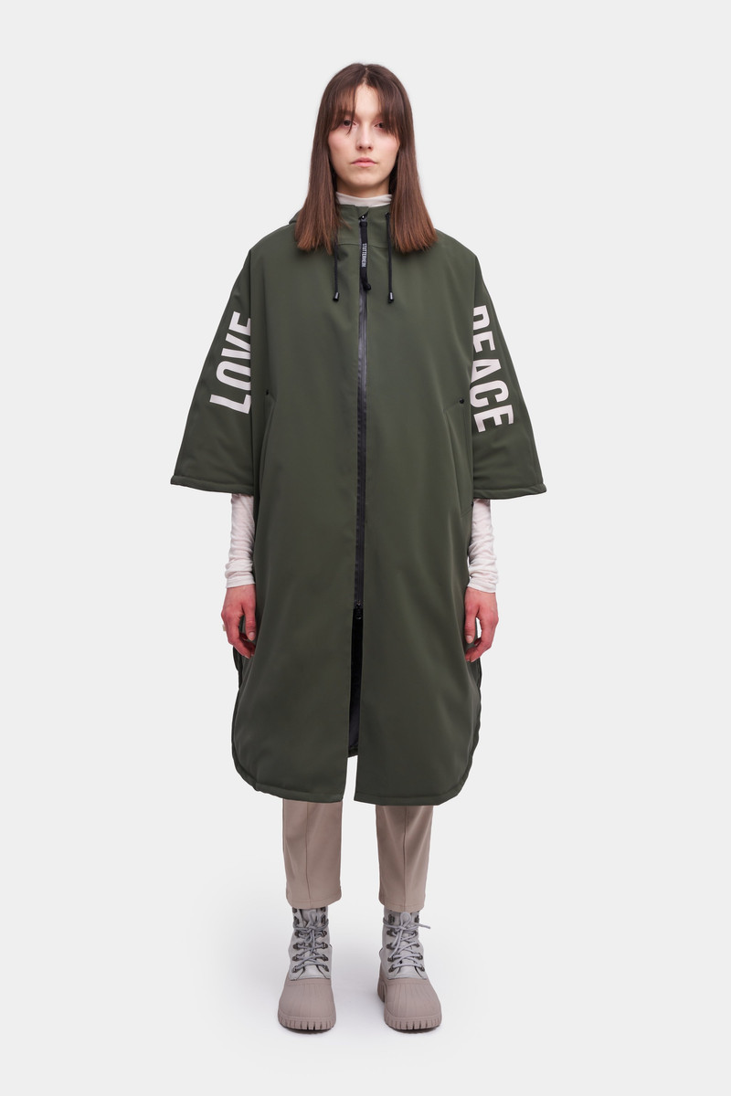 Stutterheim Concert Winter Suede Poncho Dark Green outlook