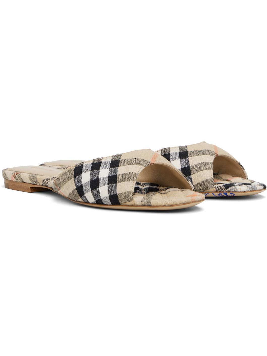 Beige Check Mews Sandals - 4