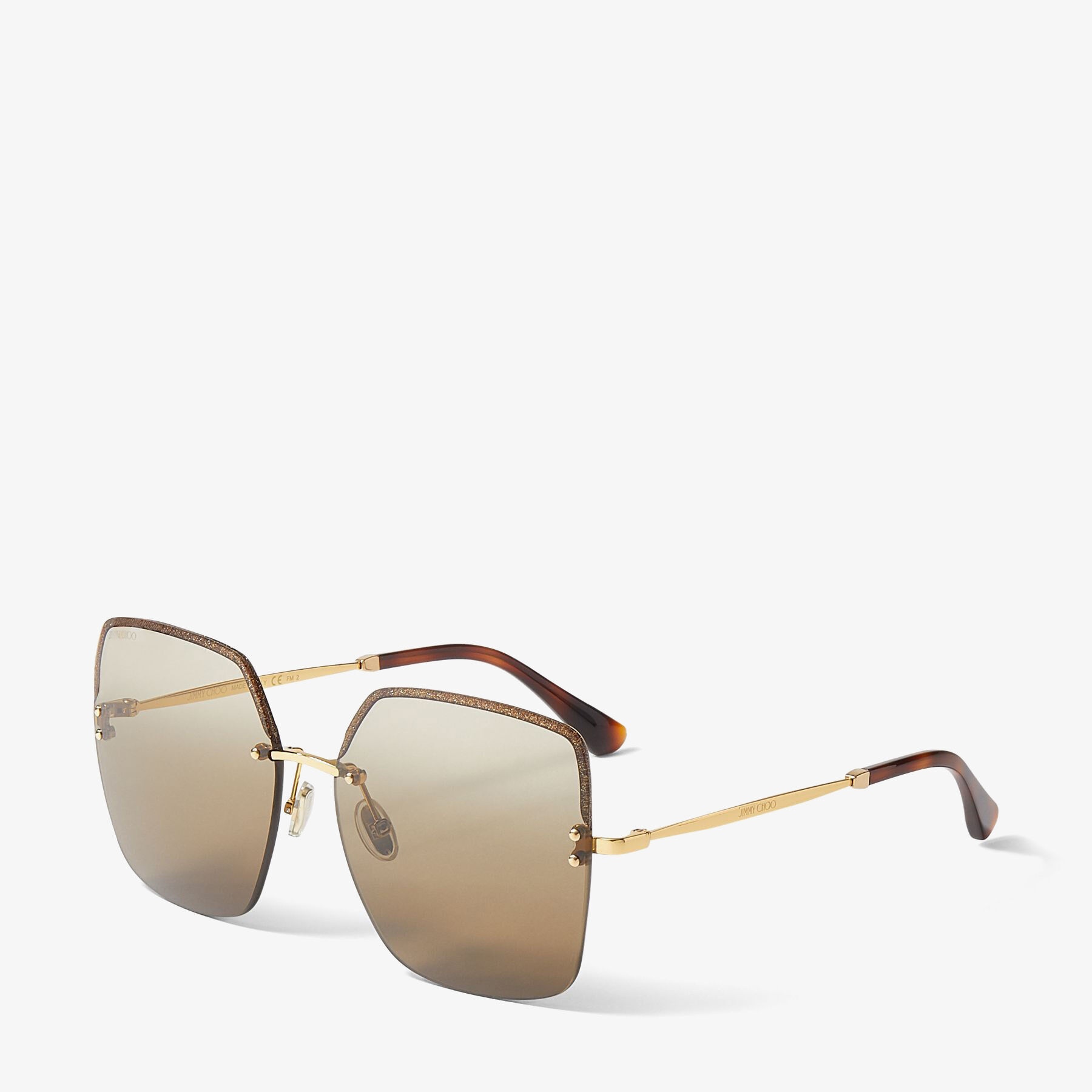 Tavi
Gold-Brown Square-Frame Sunglasses with Glitter Lenses - 3