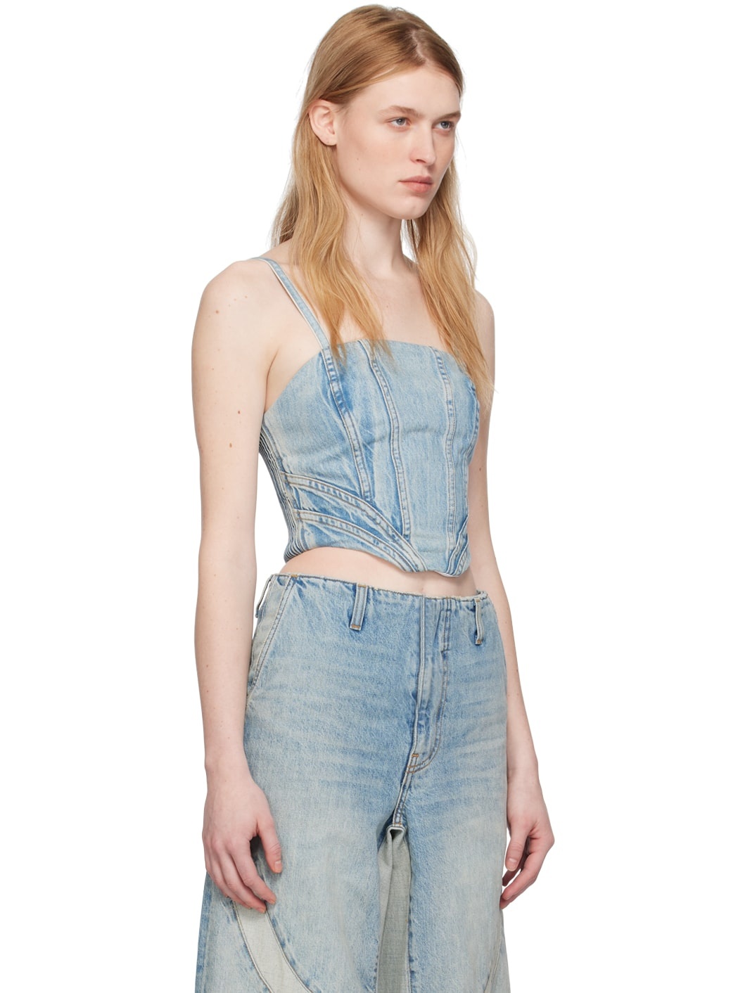 Blue Corset Denim Tank Top - 2