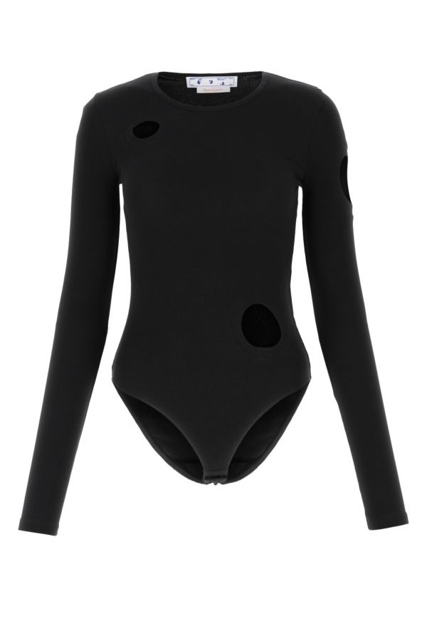 Black stretch cotton bodysuit - 1