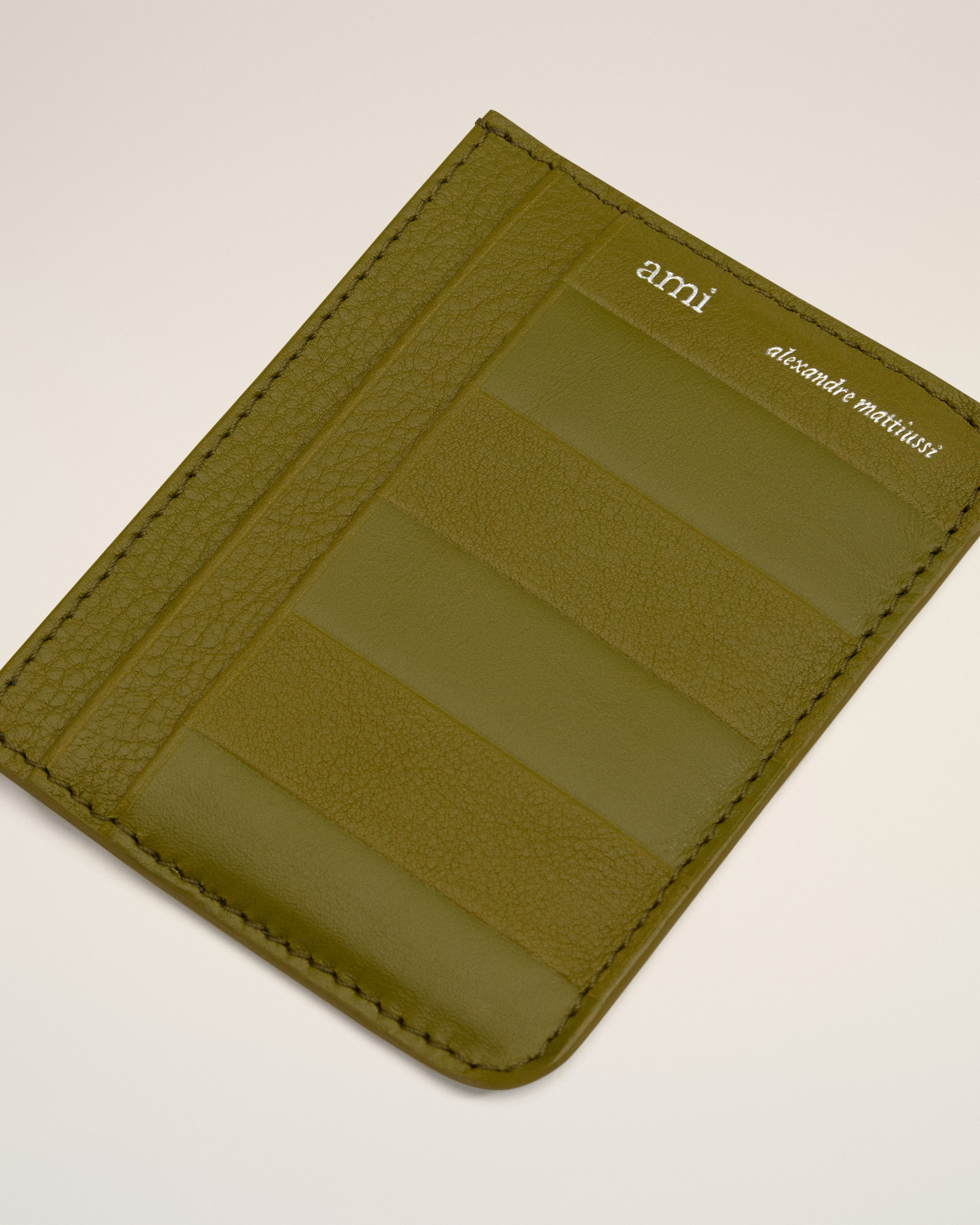 KHAKI LEATHER MIDI CARD HOLDER - 2