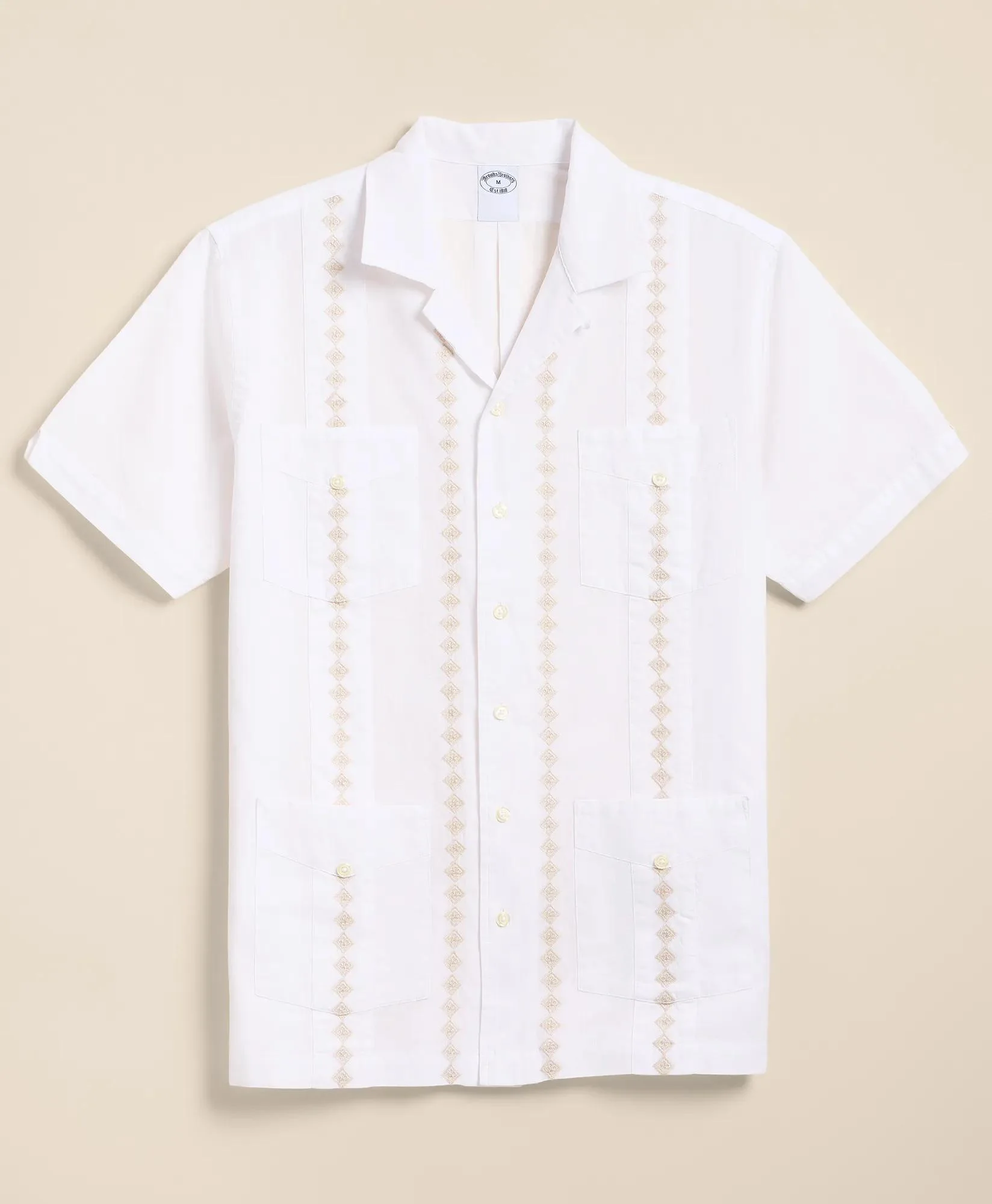 Cotton Guayabera Embroidered Short-Sleeve Shirt - 1