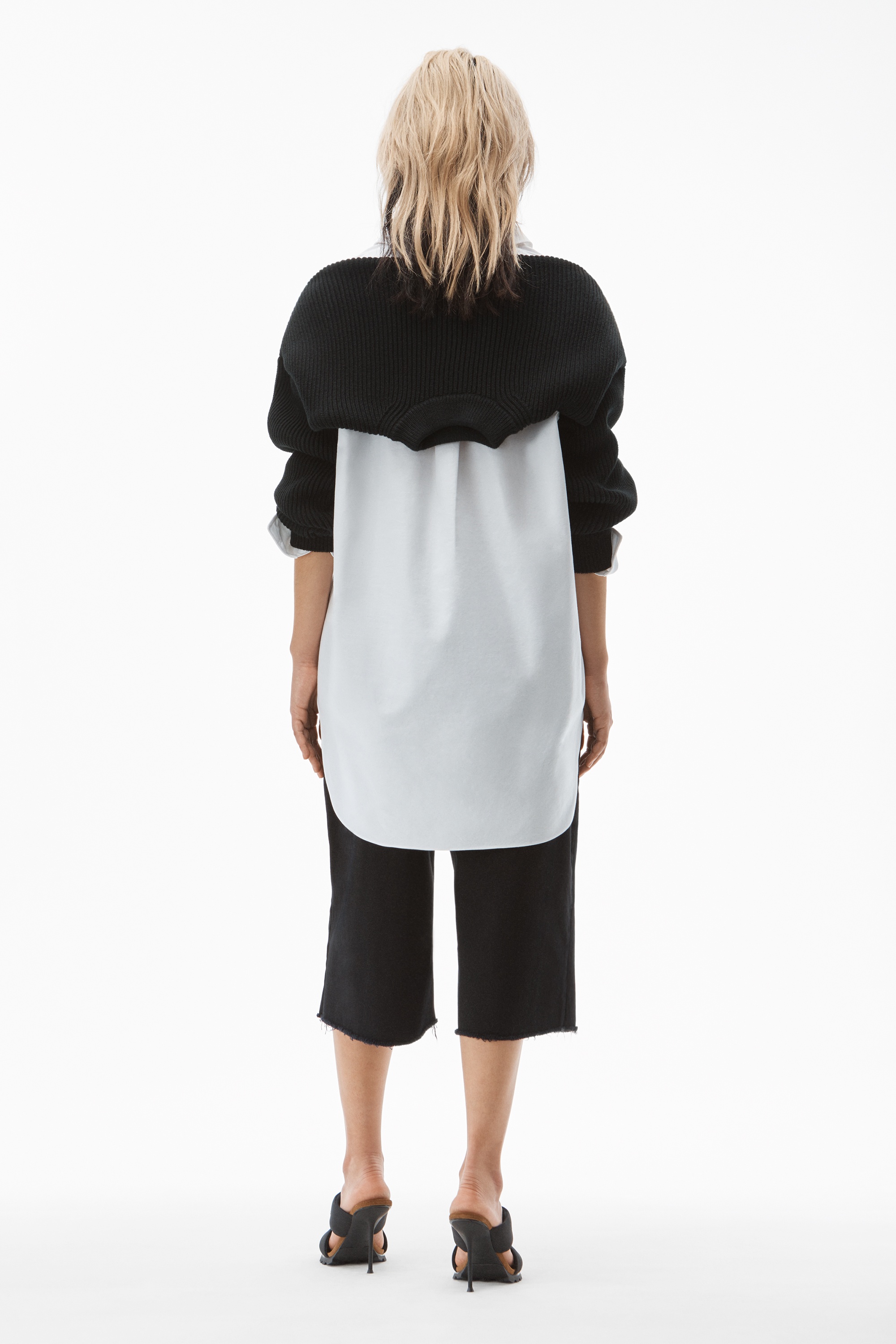 BILAYER SHRUG IN OXFORD SHIRTING - 4