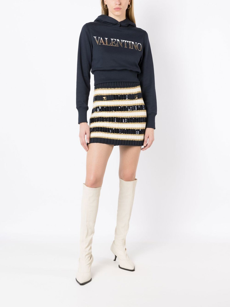 Valentino Rockstud-detail stripe-knit skirt outlook