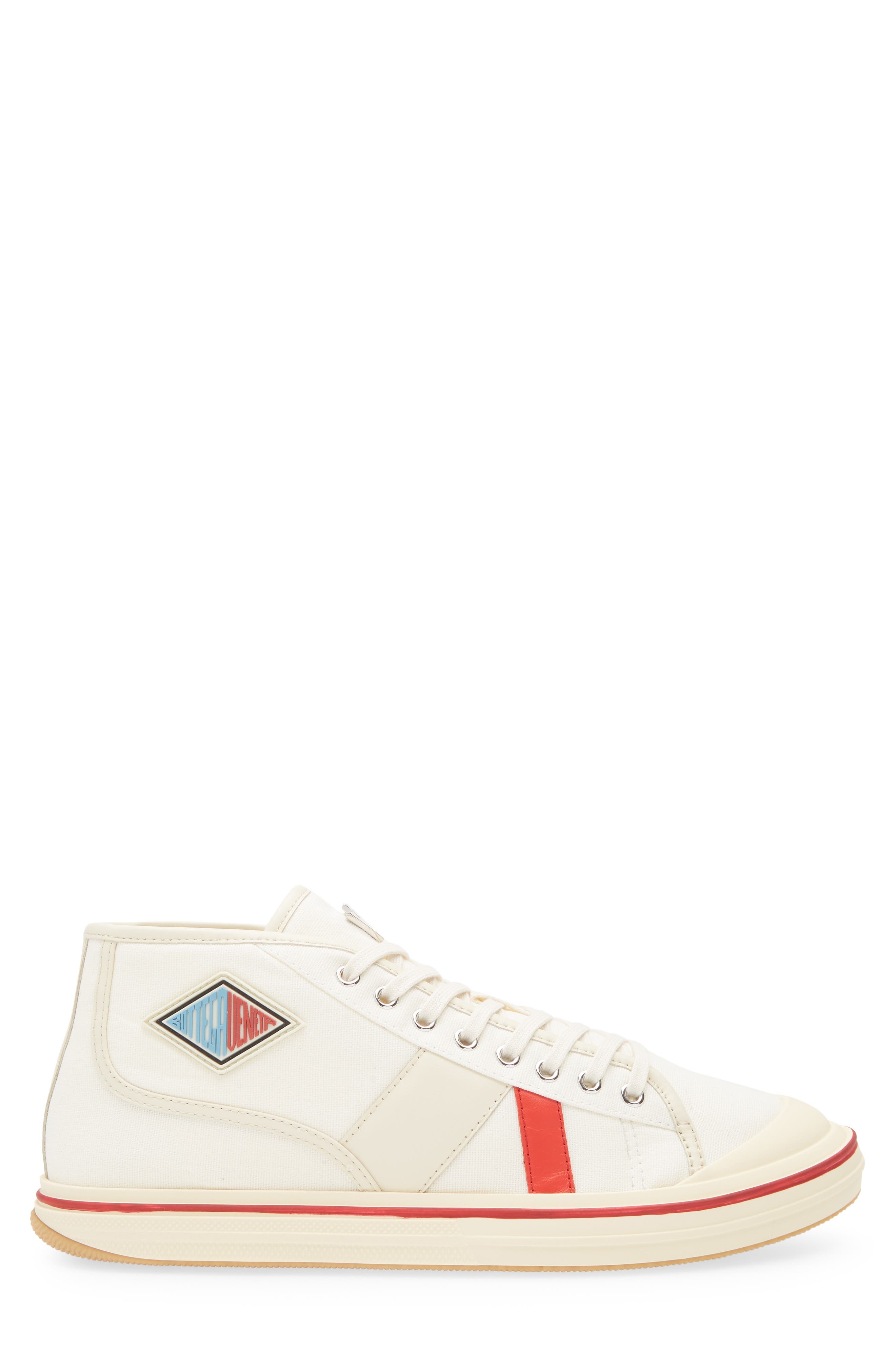 Bottega Veneta Eliot Mixed Media Mid Top Sneaker in 9642 White/Sea Salt at Nordstrom - 3