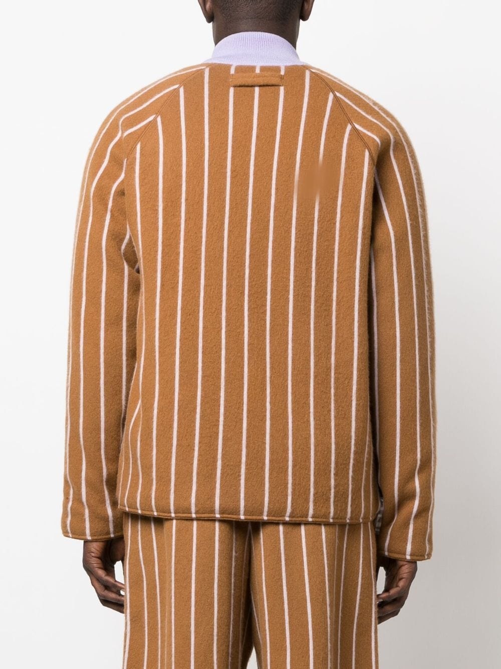 stripe-pattern cashmere jacket - 4