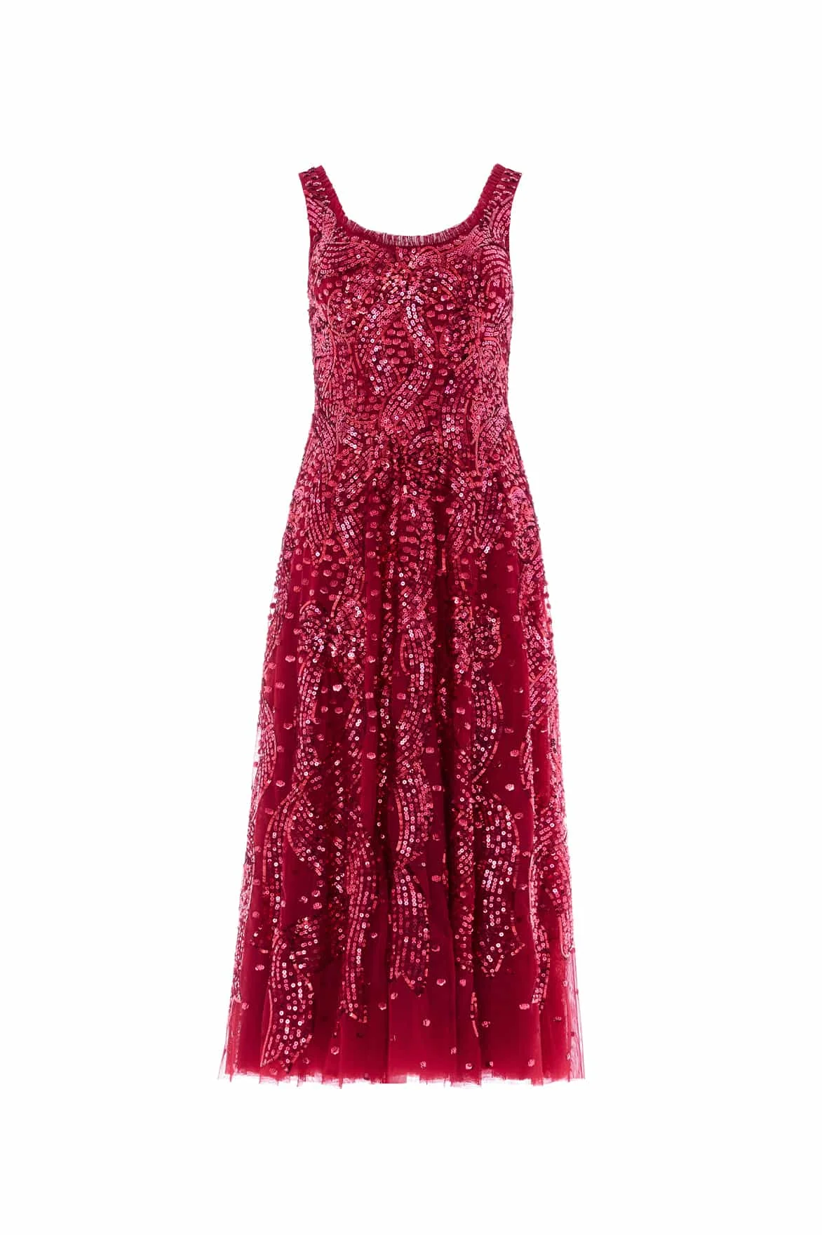 Sequin Ribbon Scoop Neck Ballerina Dress - 1