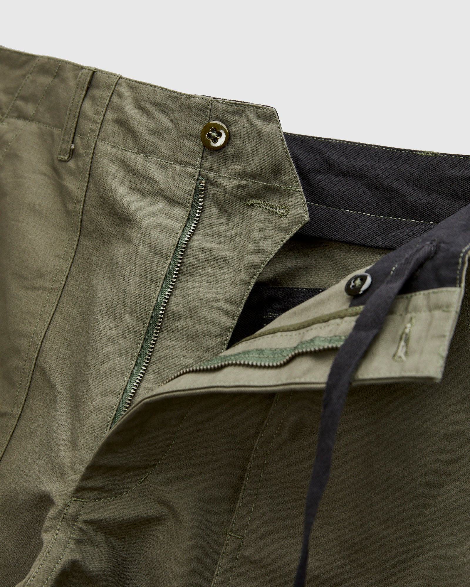 Fatigue Pants in Olive Cotton Double Cloth - 6