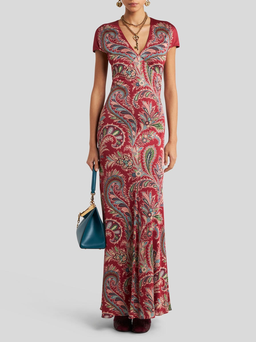 PRINTED CREPE JERSEY LONG DRESS - 3