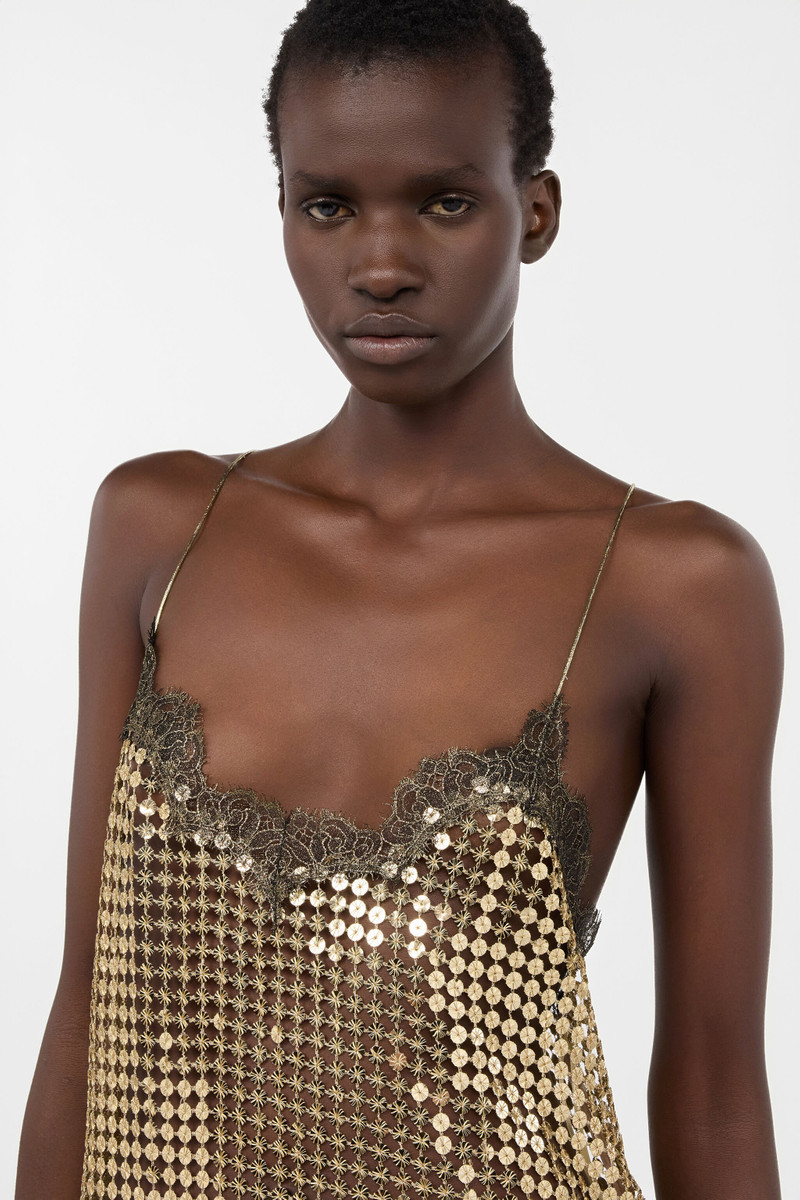 Golden Top with Lace and Sequins 6