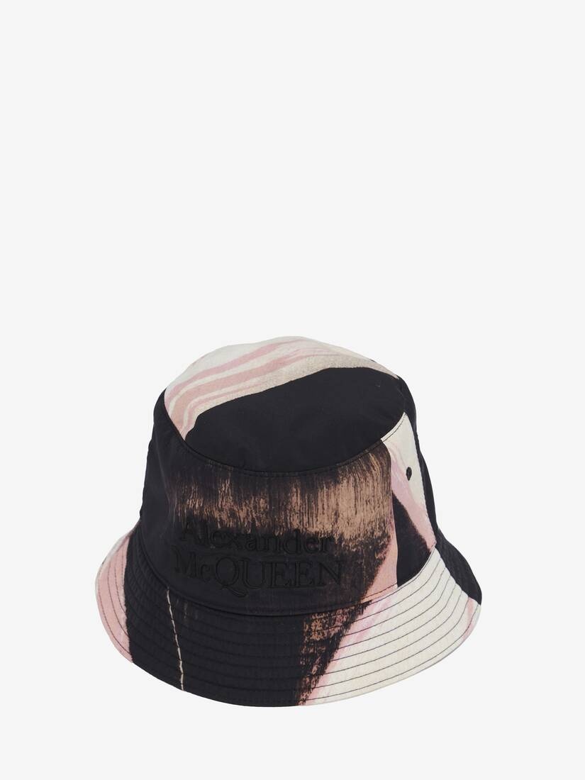 Men's Brushstroke Bucket Hat in Ivory/black - 1