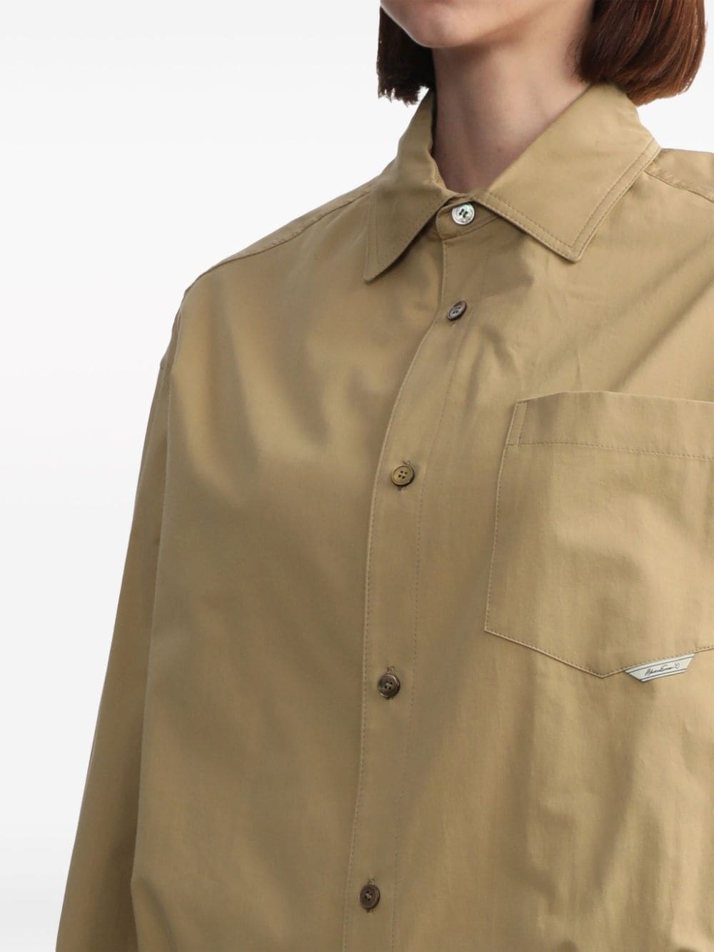 logo-tag cotton shirt - 5