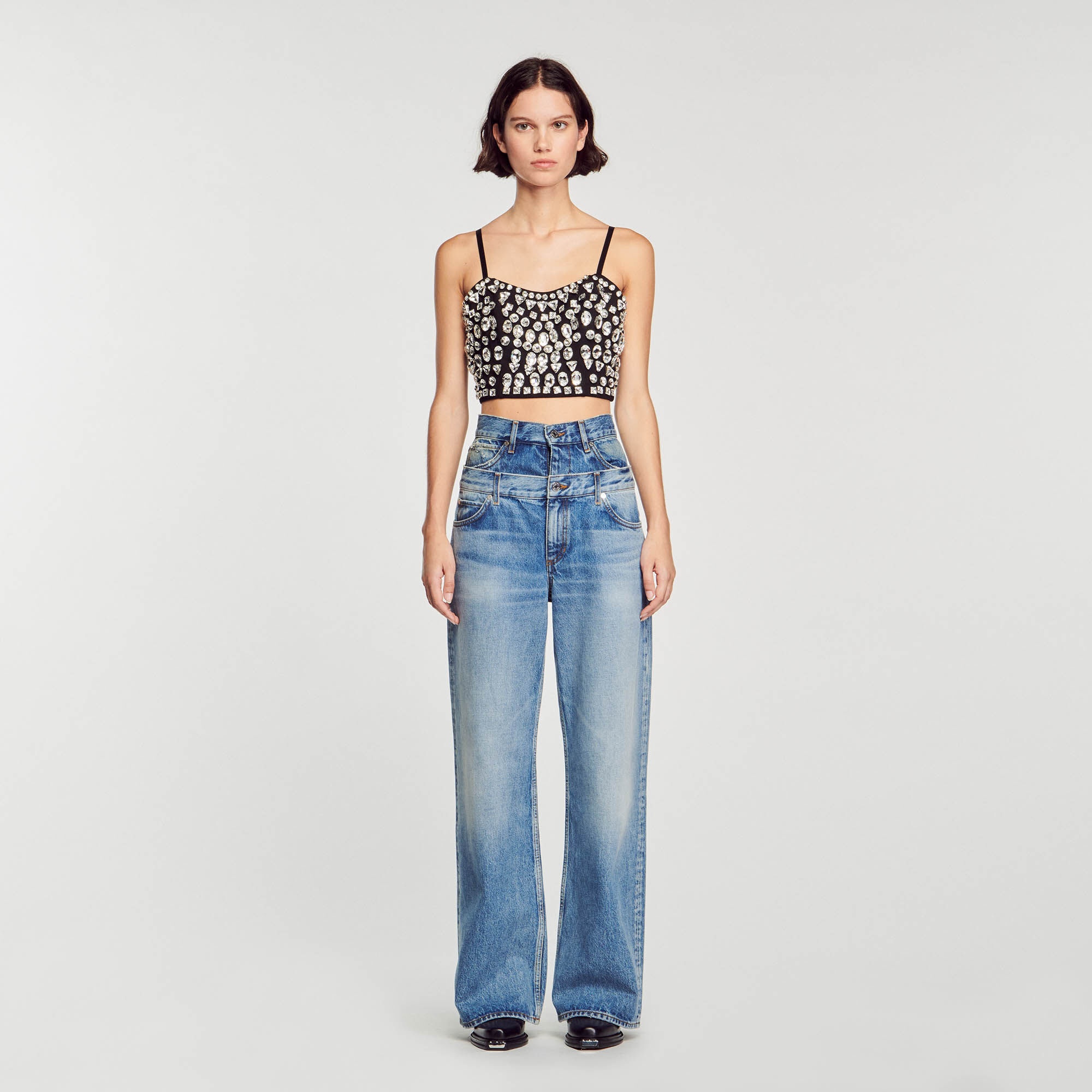 TOP EMBELLISHED WITH RHINESTONE GEMS - 3