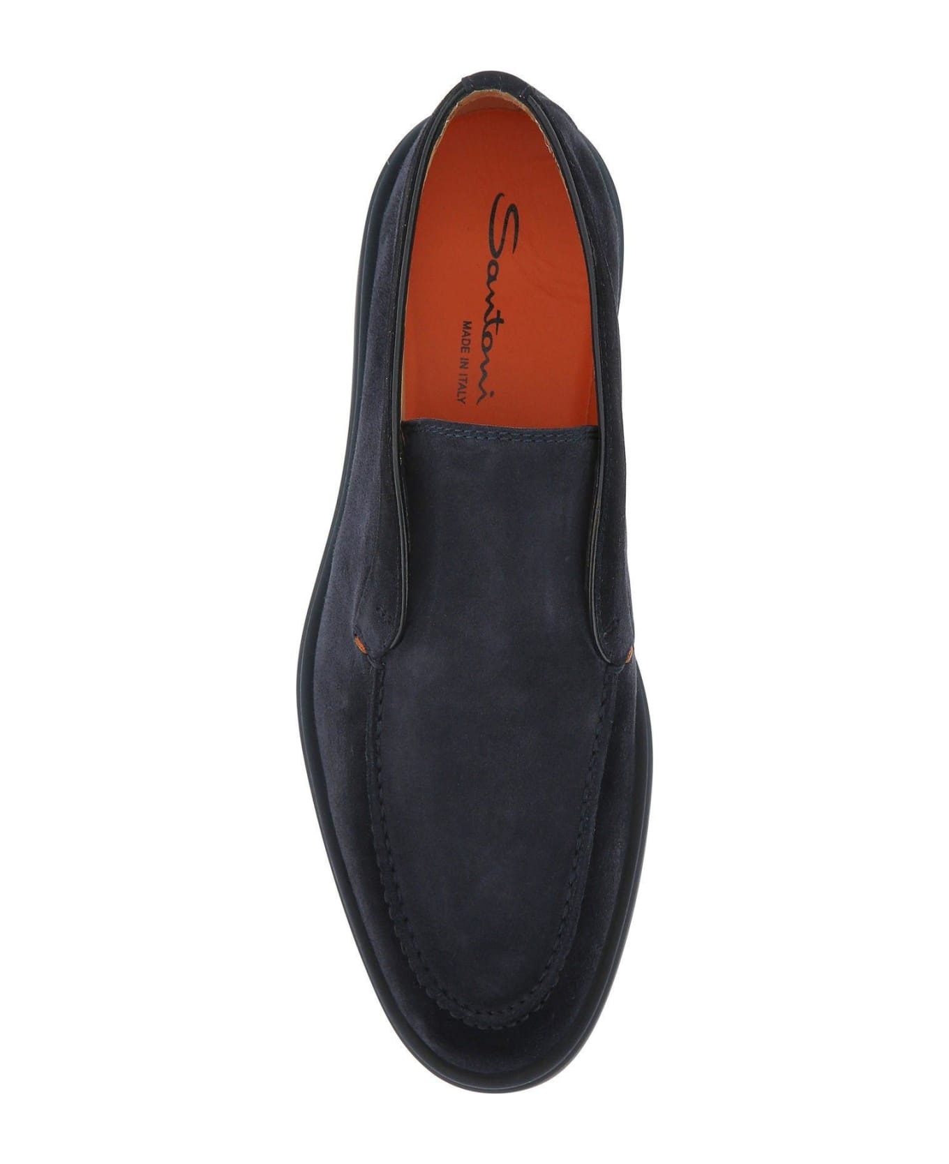 Navy Blue Suede Loafers - 4