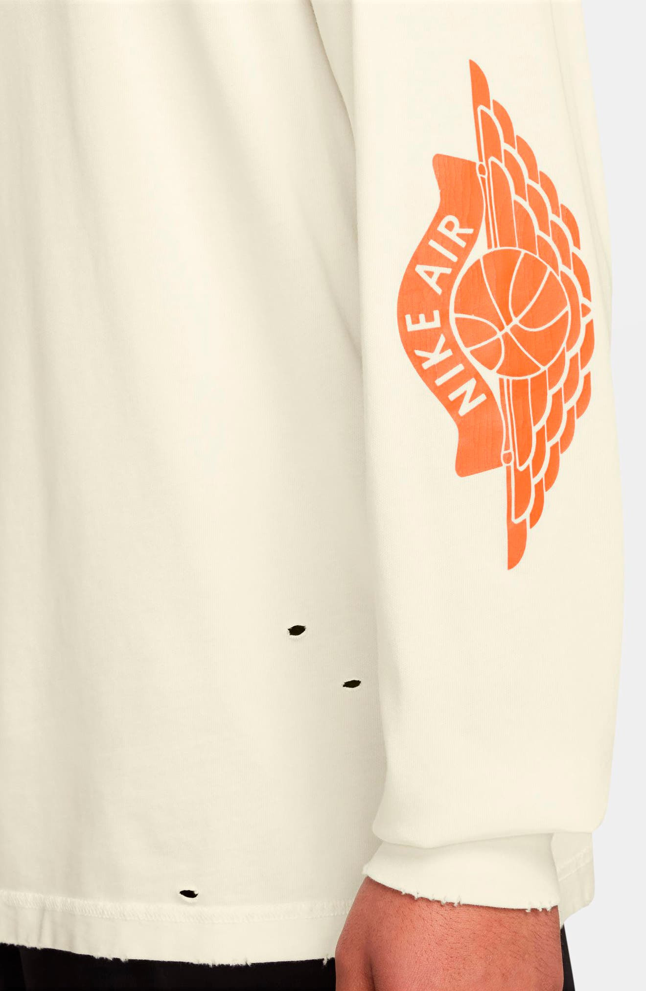 Jordan Rare Air Distressed Long Sleeve Graphic T-Shirt in Sail/Brilliant Orange at Nordstrom - 3