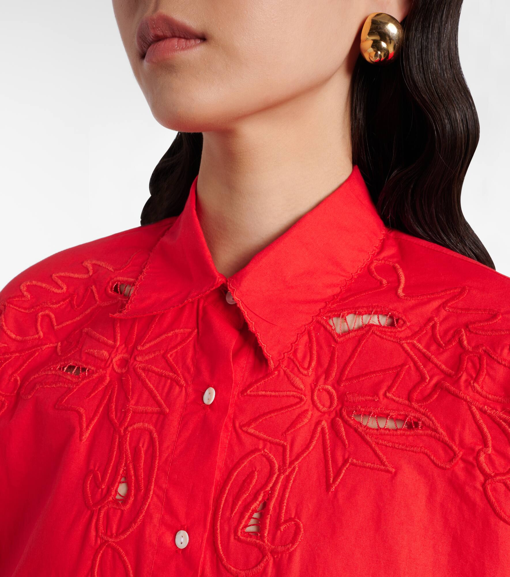 Broderie anglaise cotton poplin shirt - 4