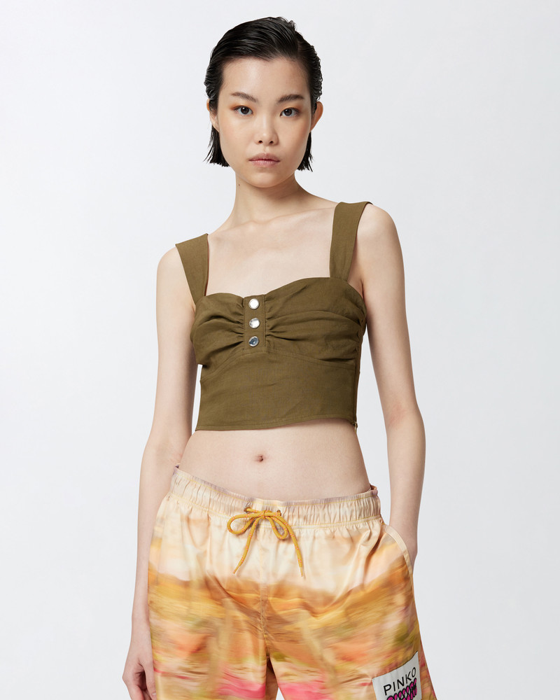 PINKO LINEN CROP TOP WITH BUTTONS outlook
