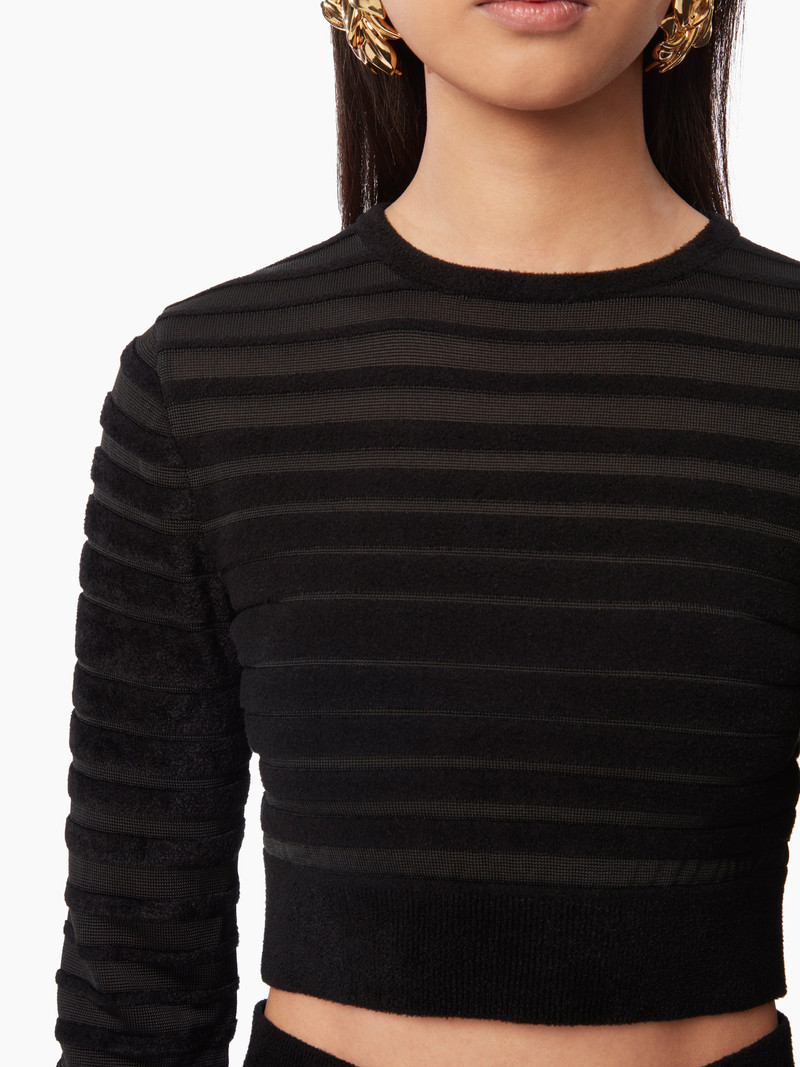 CROPPED TOP WITH TONAL STRIPE 3