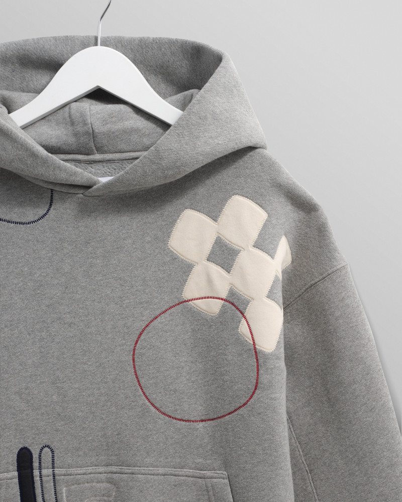 Rydal - Grey Doodle Embroidered Loopback Cotton Hoodie 7