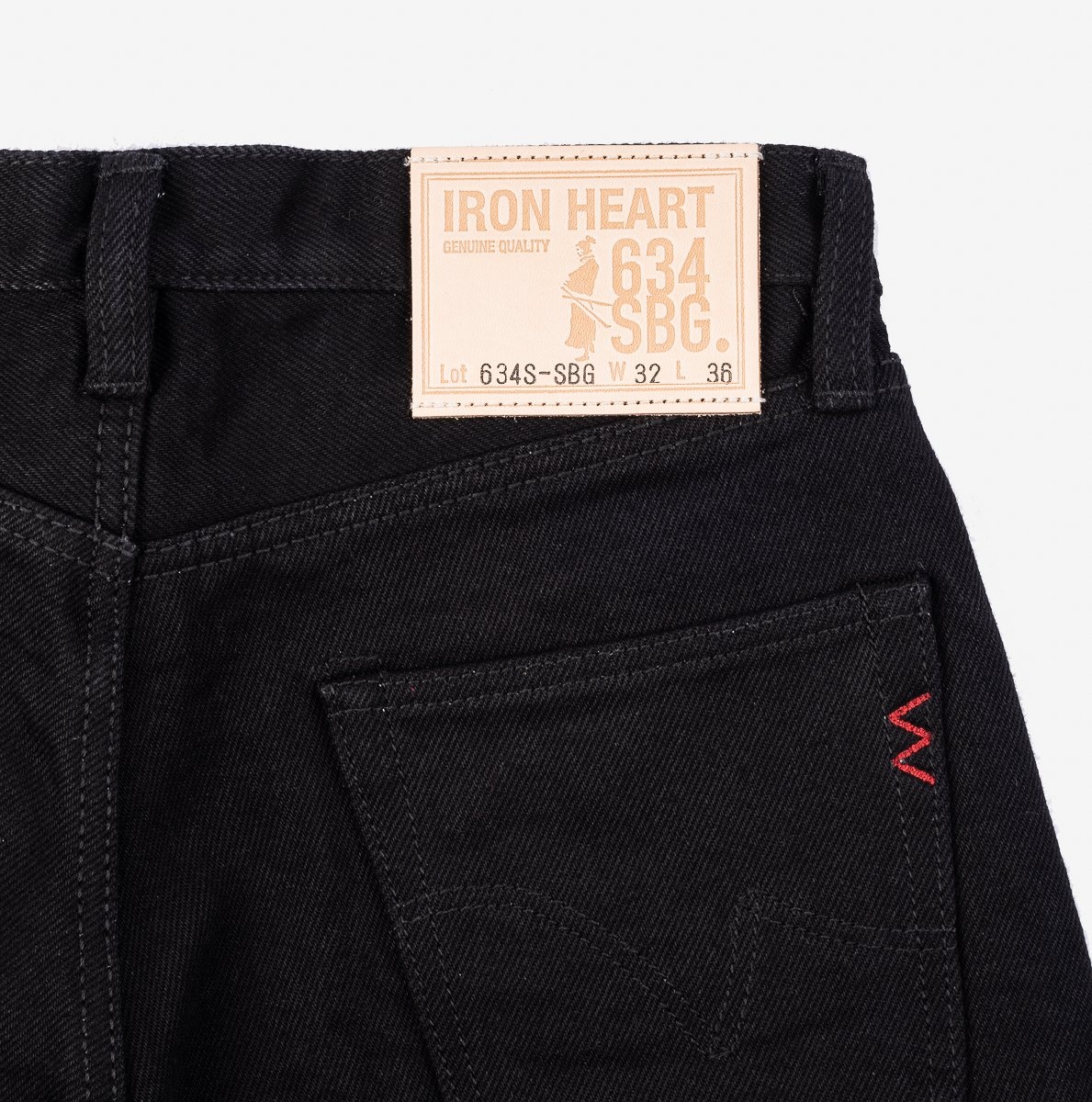 IH-634S-SBG 21oz Selvedge Denim Straight Cut Jeans -  Superblack (Fades To Grey) - 6