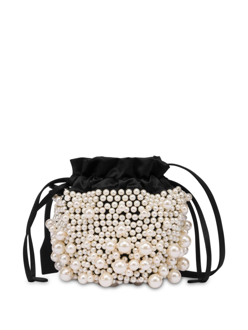 pearl-embellished satin bucket bag - 2