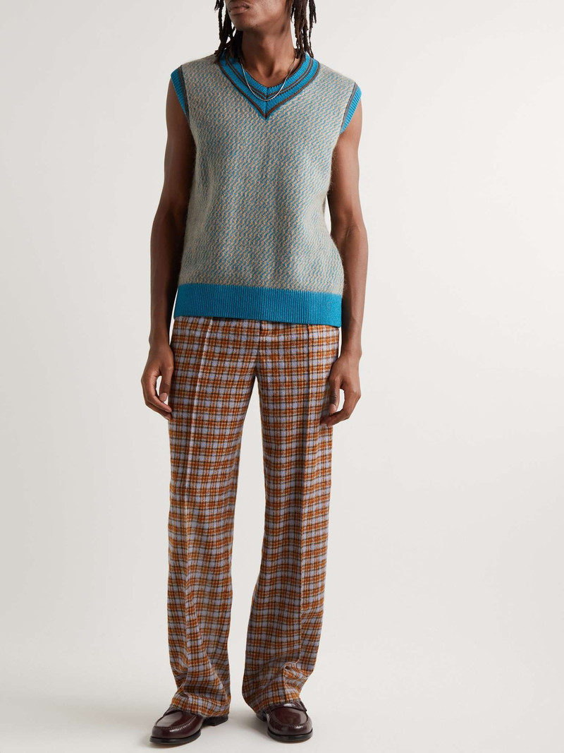 WALES BONNER Harmonic Wide-Leg Checked Virgin Wool and Mohair-Blend Tweed Trousers outlook