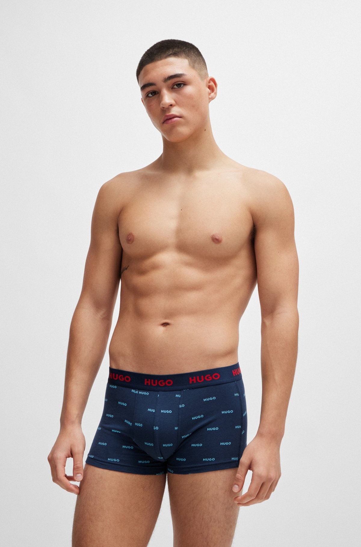 TRIPLE-PACK OF STRETCH-COTTON TRUNKS WITH LOGO WAISTBANDS - 6