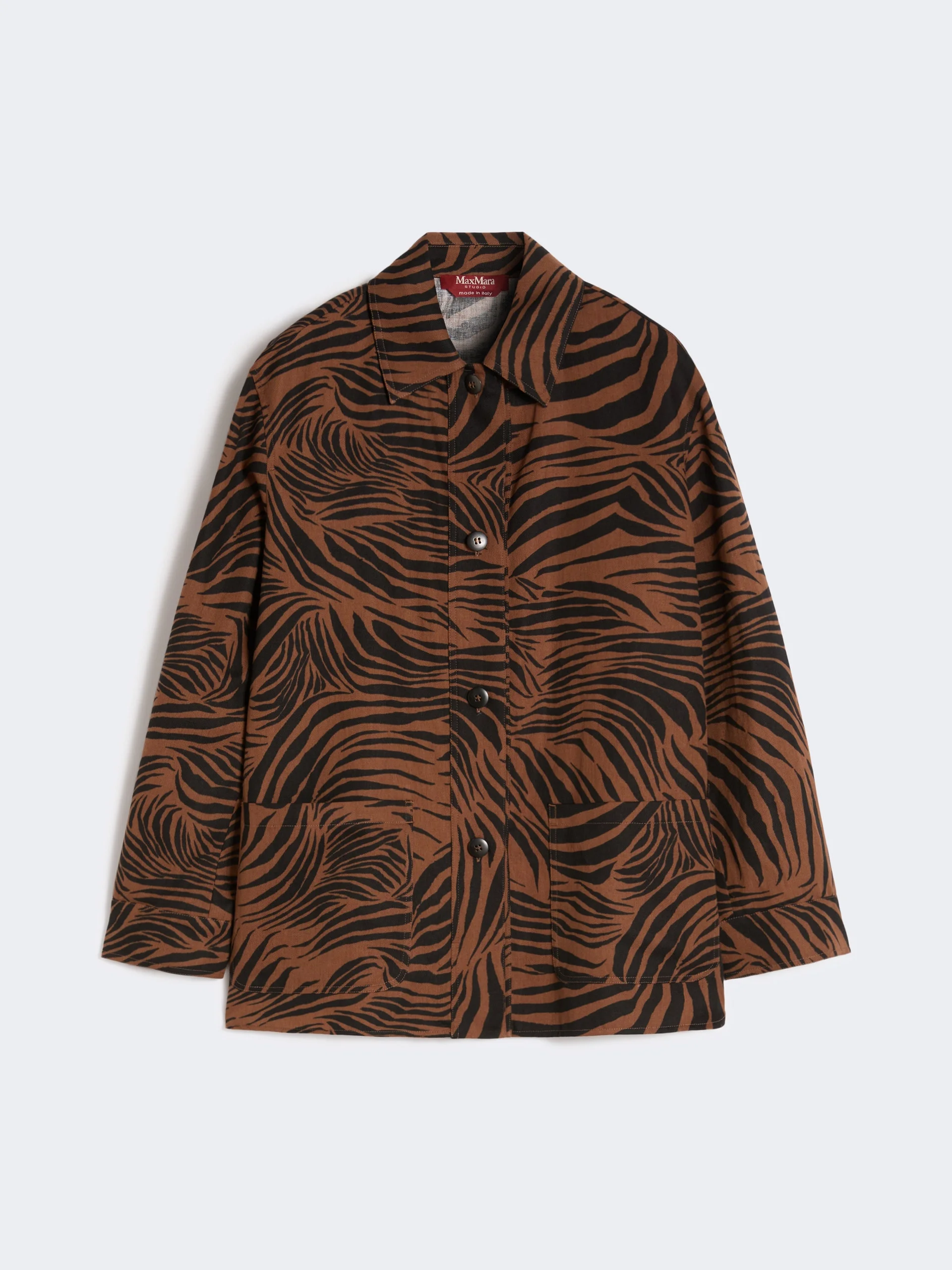 PANINO Printed cotton and linen shirt - BROWN - 1