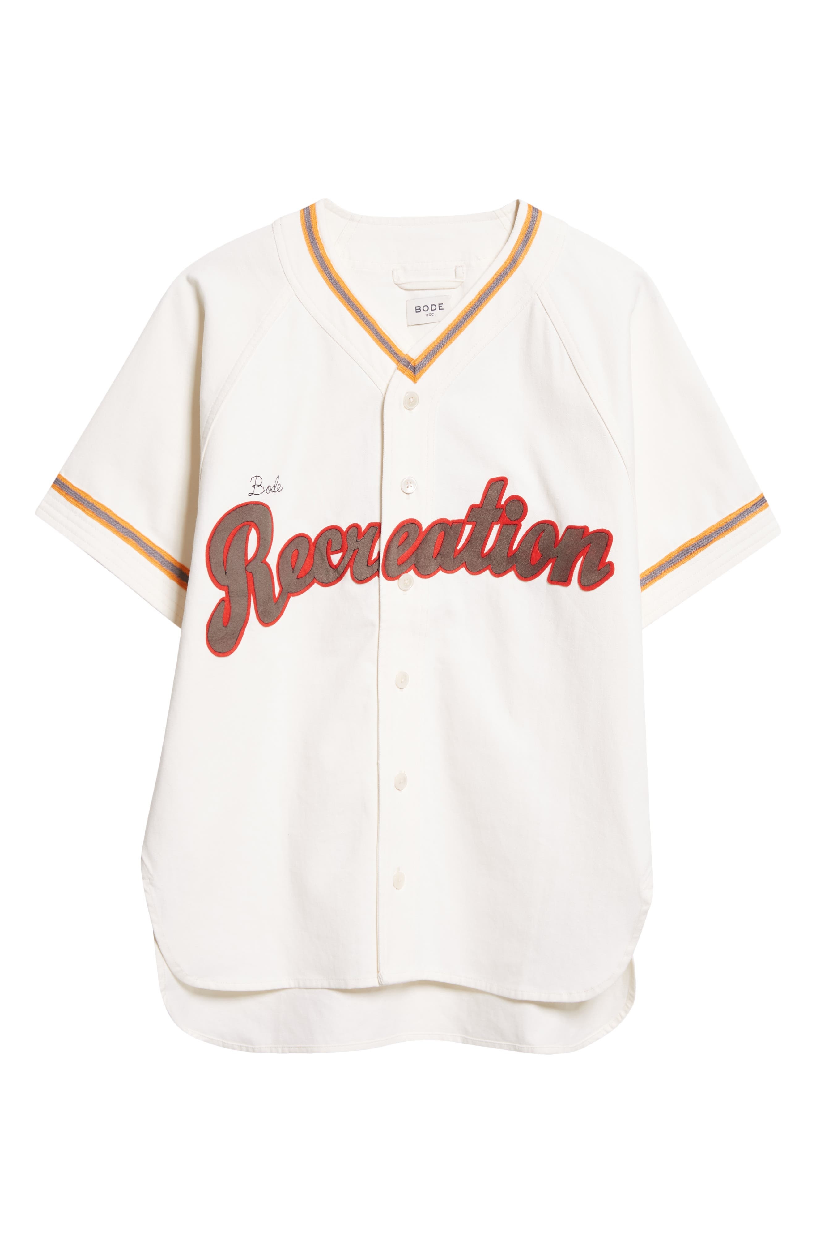 Bode Baseball Button-Up Shirt in White Multi at Nordstrom - 6