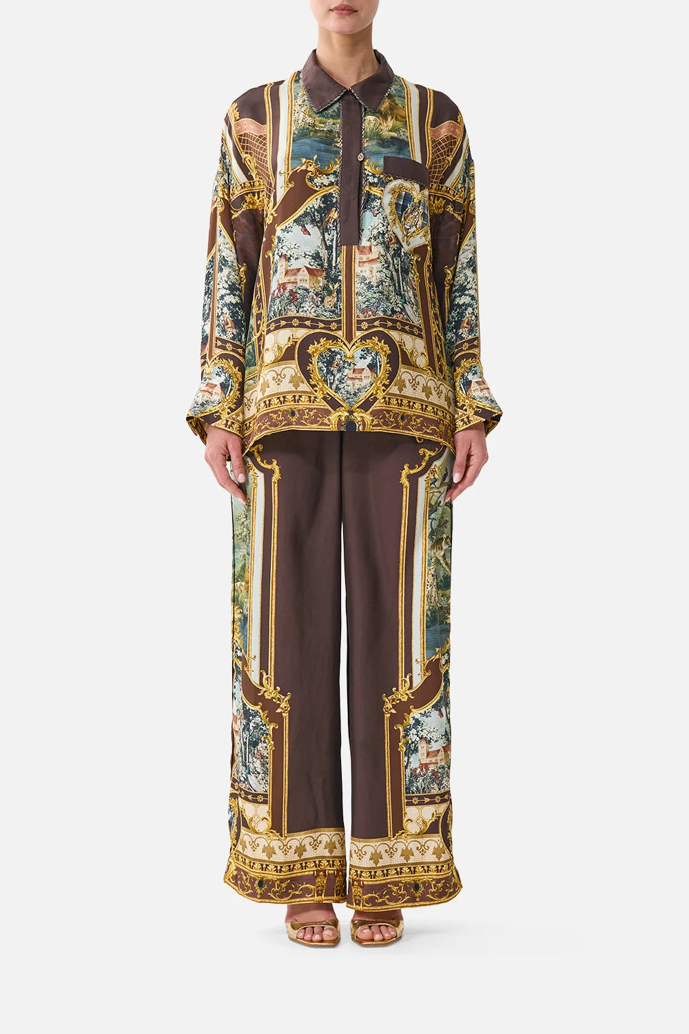 WIDE LEG WAISTED PANT ANIMALS IN THE PALACE - 1