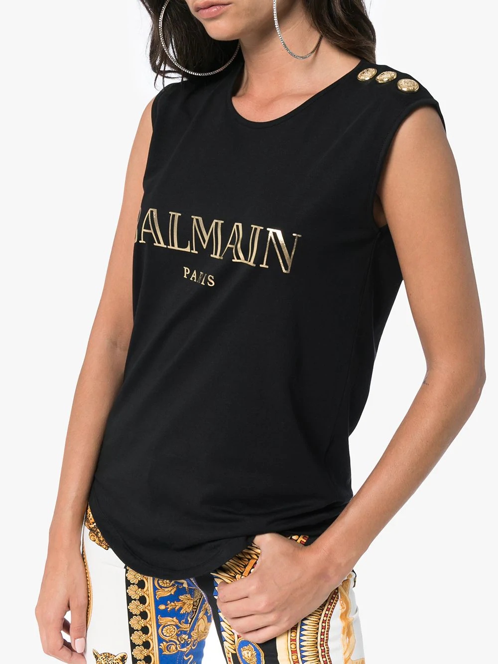 sleeveless logo-print T-shirt - 5