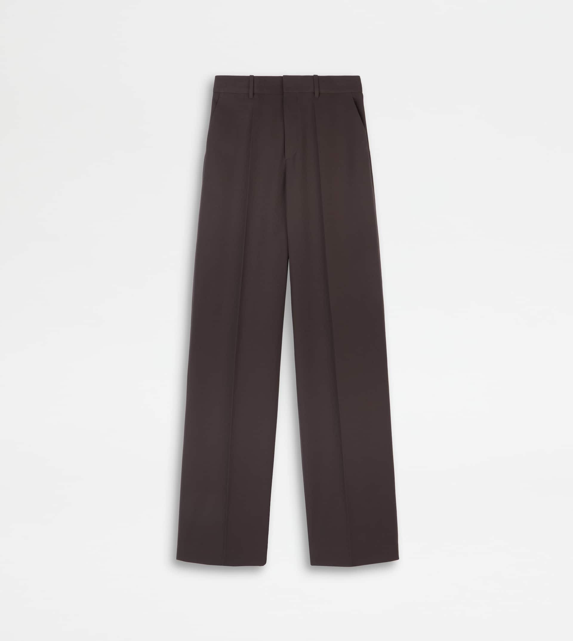 PANTS IN WOOL BLEND GABARDINE - BROWN - 1