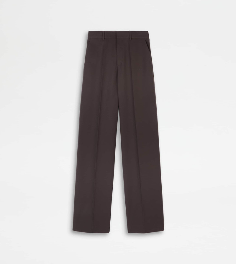 PANTS IN WOOL BLEND GABARDINE - BROWN 1