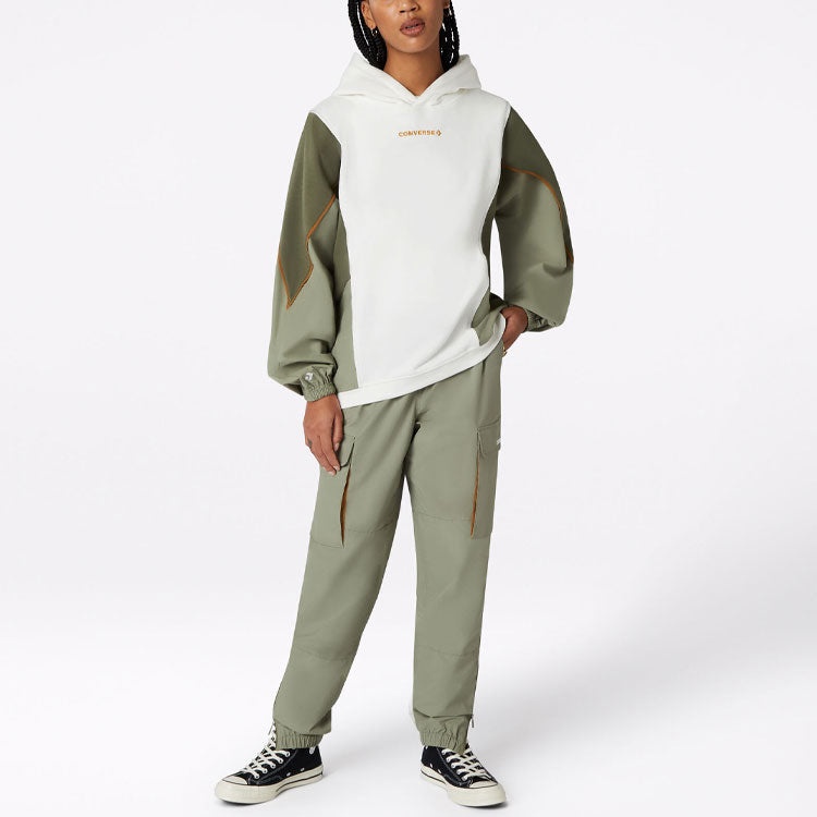 Converse Character Irregular Contrasting Colors Knit Loose Hoodie Retro White 10021057-A02 - 3