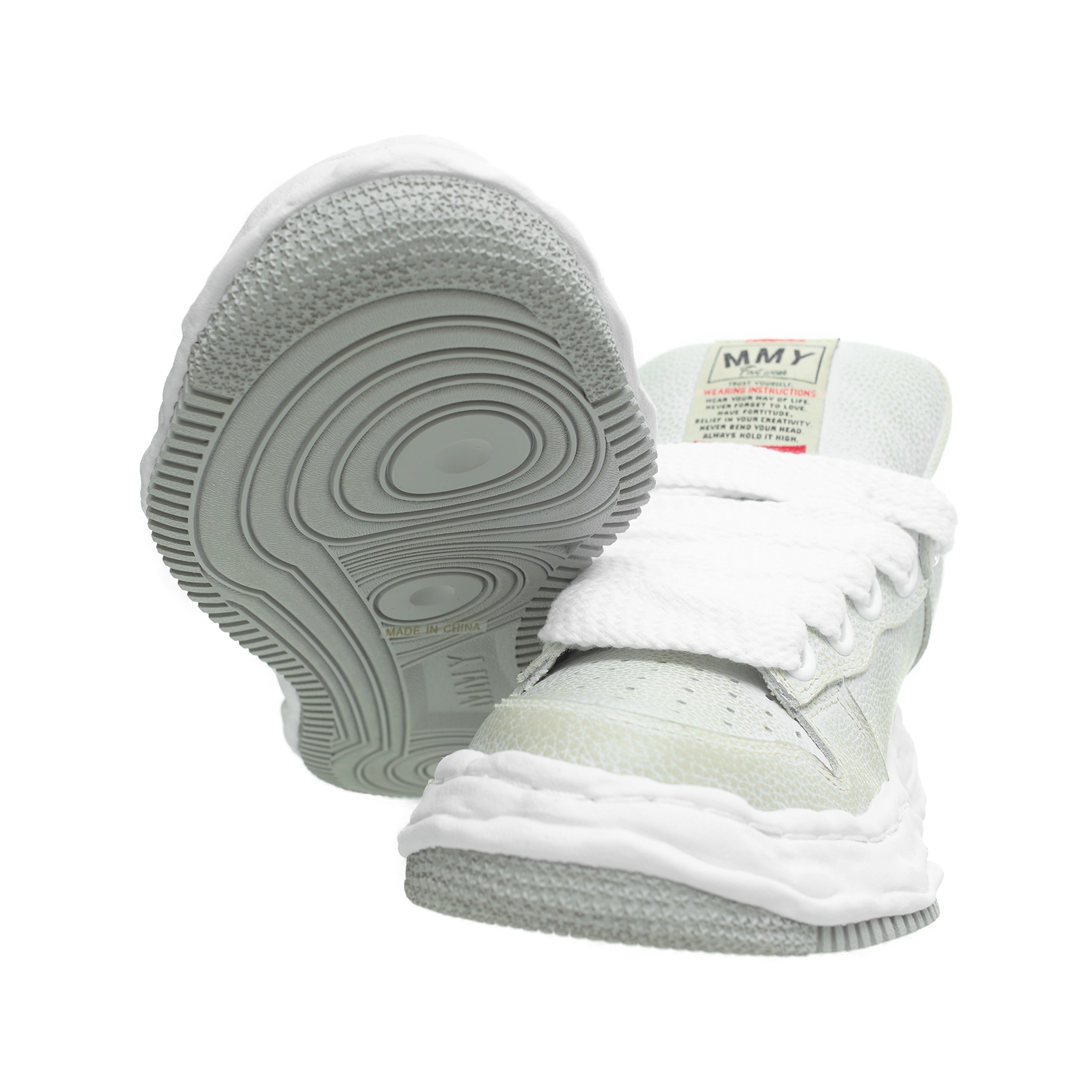 GREY LEATHER SNEAKERS - 4