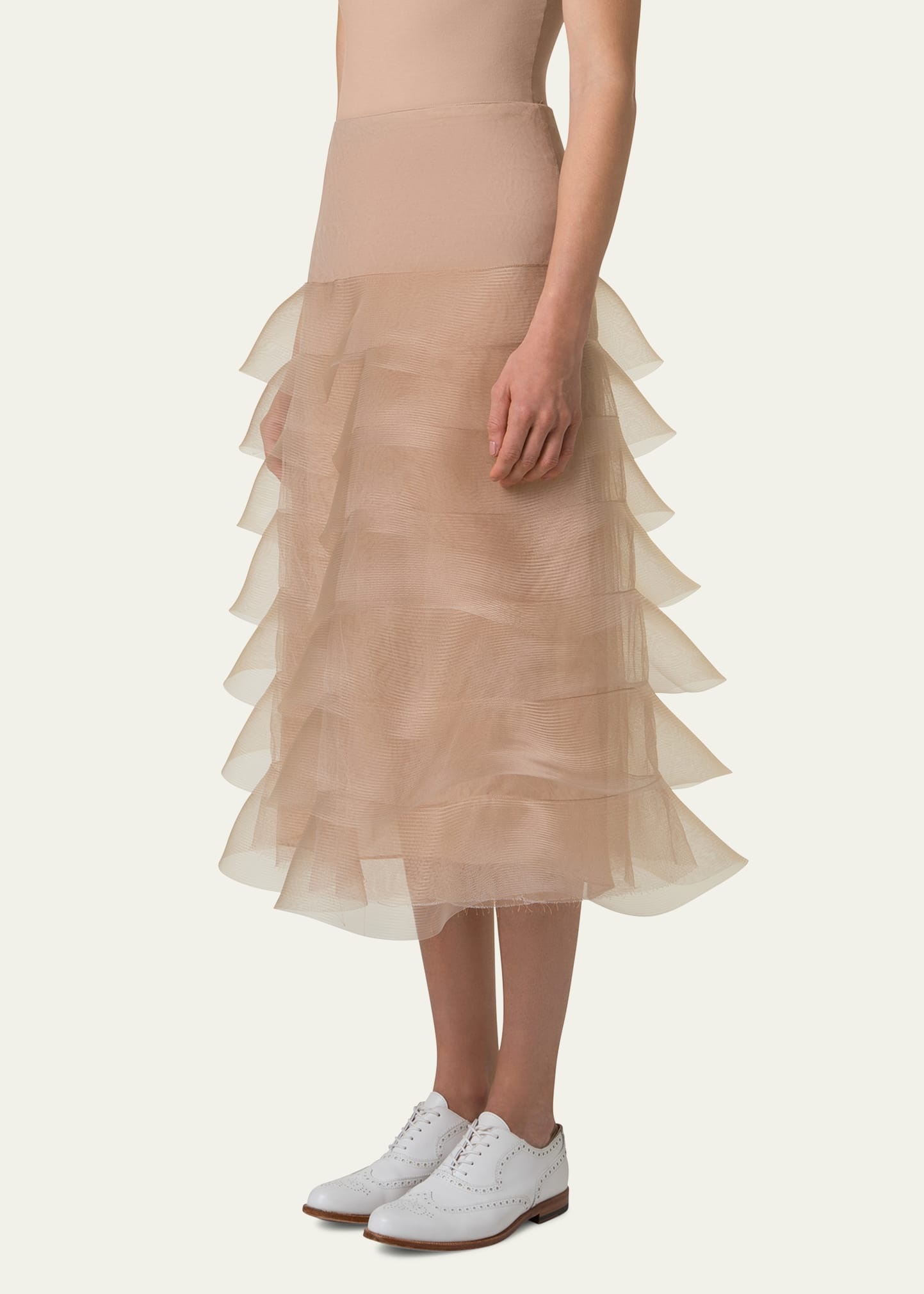 Ruffle Tulle Midi Skirt - 4