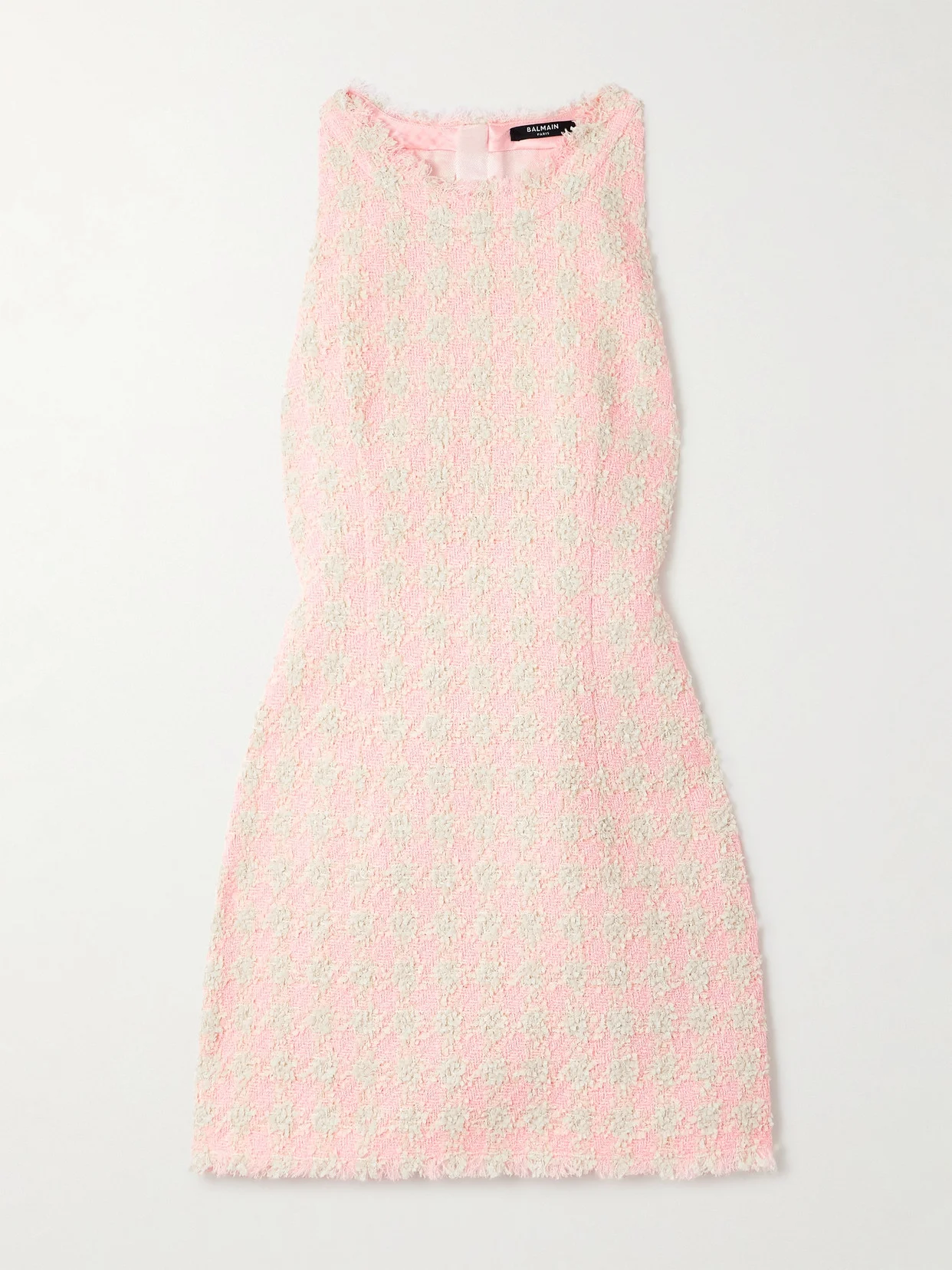 Frayed Checked Tweed Mini Dress - 1