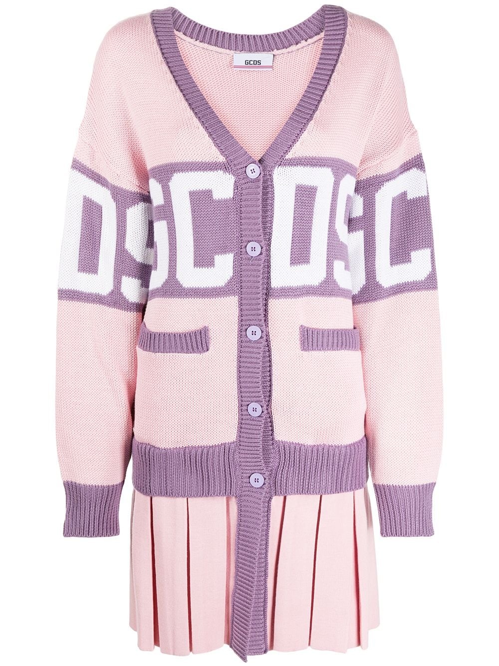 logo print knitted cardigan - 1