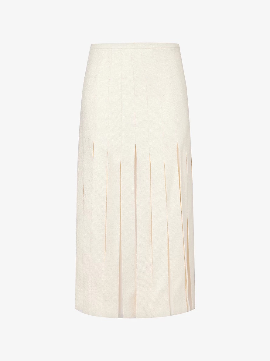 Binka high-rise silk and wool-blend midi skirt - 1