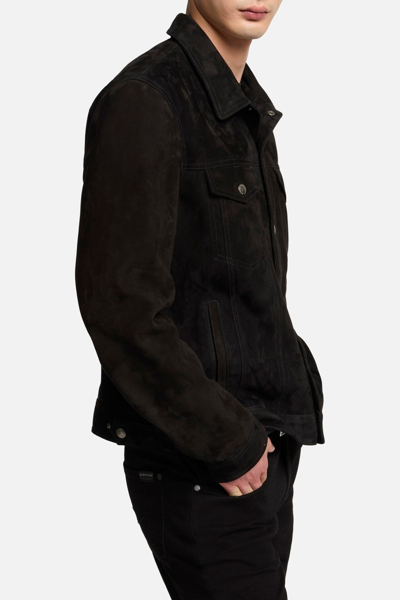 Suede Trucker Jacket In Black 4