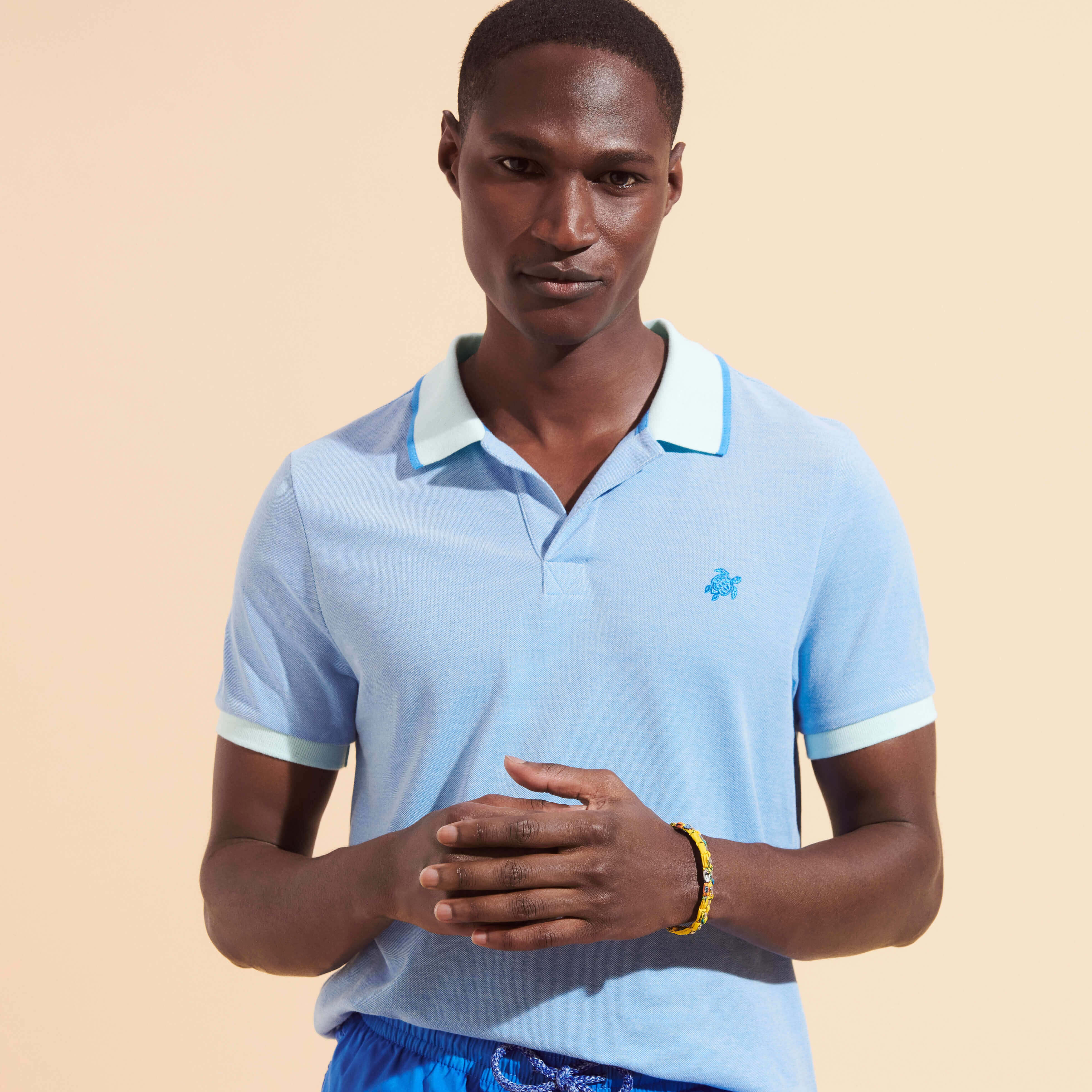 Men Cotton Changing Color Pique Polo Shirt - 6